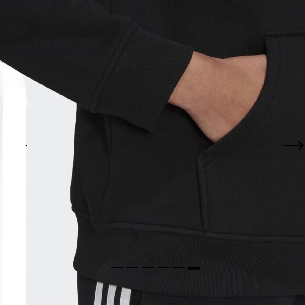 Adidas NWOT Essential Black Fleece Hoodie XS - Picture 5 of 11